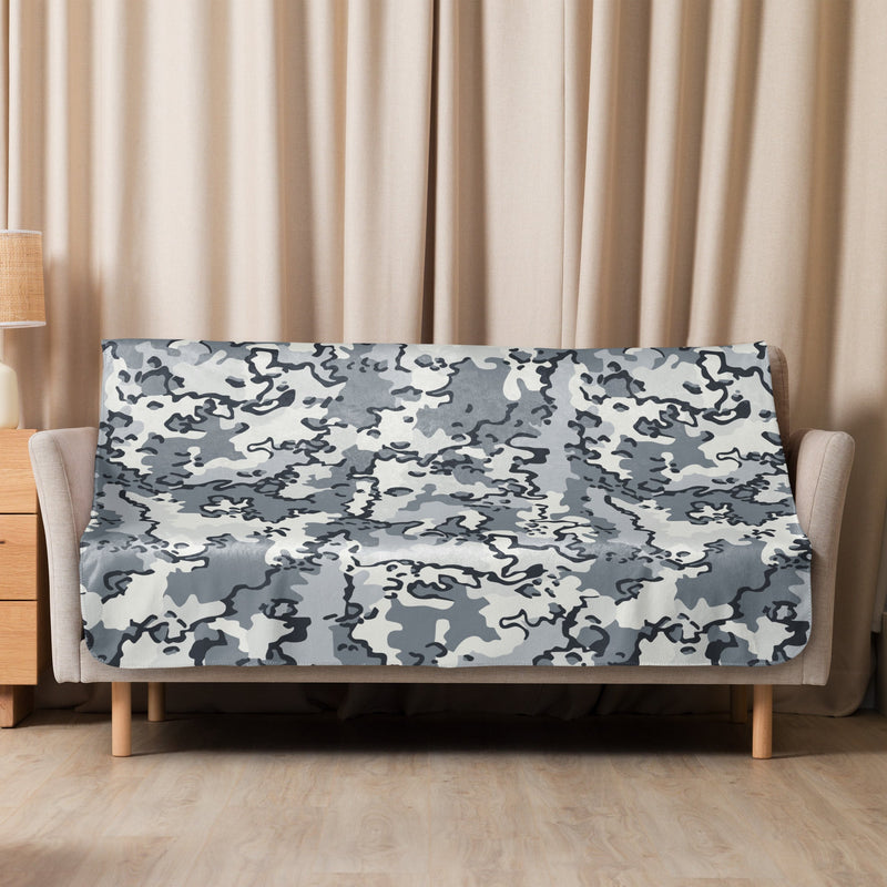 Alaska Chocolate Chip Arctic CAMO Sherpa Blanket