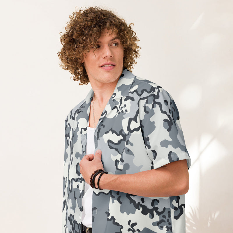Alaska Chocolate Chip Arctic CAMO Unisex Short-Sleeve Button Shirt - 2XS - Button-Up