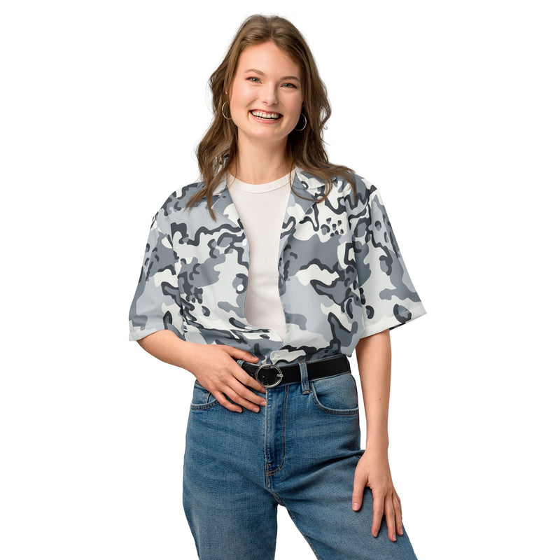 Alaska Chocolate Chip Arctic CAMO Unisex Short-Sleeve Button Shirt - Button-Up