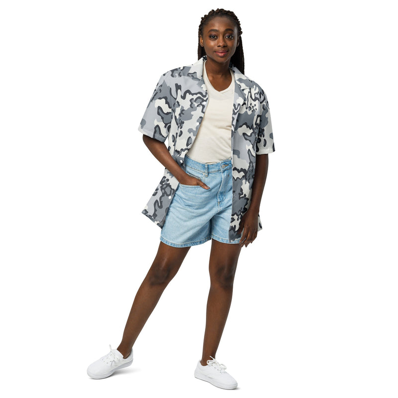 Alaska Chocolate Chip Arctic CAMO Unisex Short-Sleeve Button Shirt - Button-Up