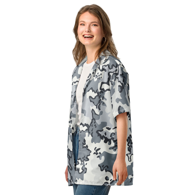 Alaska Chocolate Chip Arctic CAMO Unisex Short-Sleeve Button Shirt - Button-Up