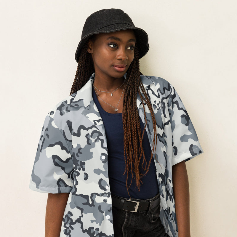 Alaska Chocolate Chip Arctic CAMO Unisex Short-Sleeve Button Shirt - Button-Up