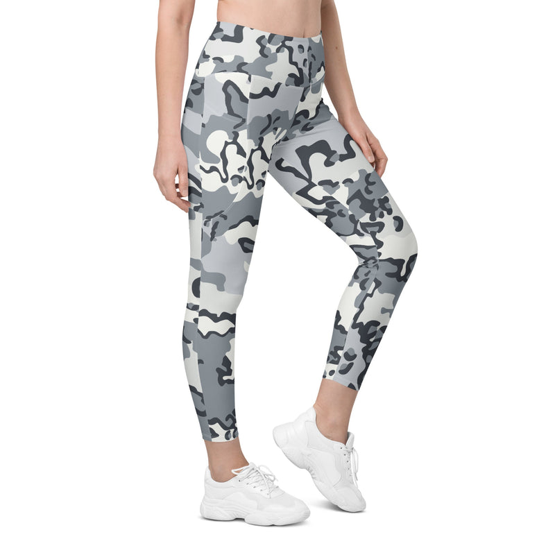 Alaska Chocolate Chip Arctic CAMO Womens Leggings with Pockets - 2XS - Women