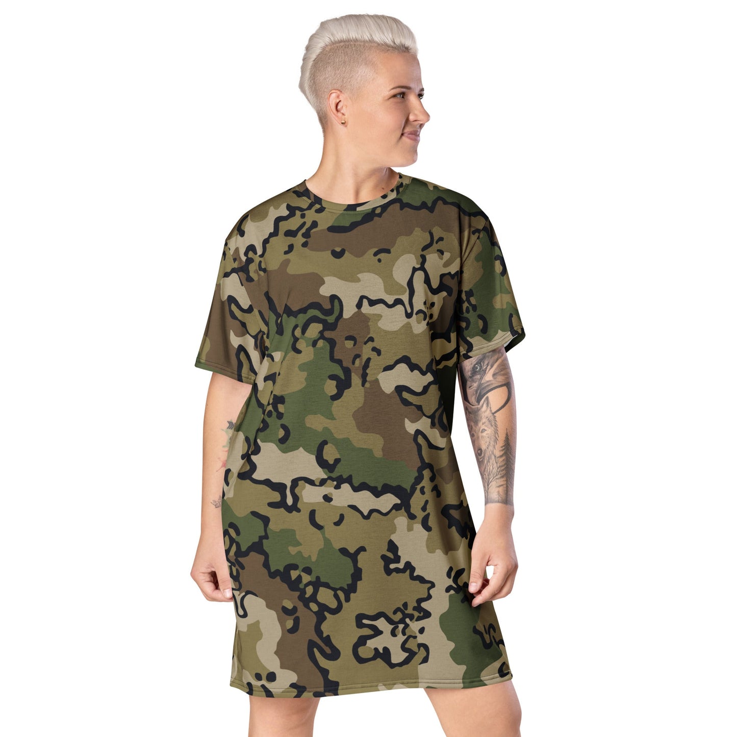 Alaska Chocolate Chip Multi-terrain CAMO T-shirt dress - 2XS - Womens T-Shirt Dresses