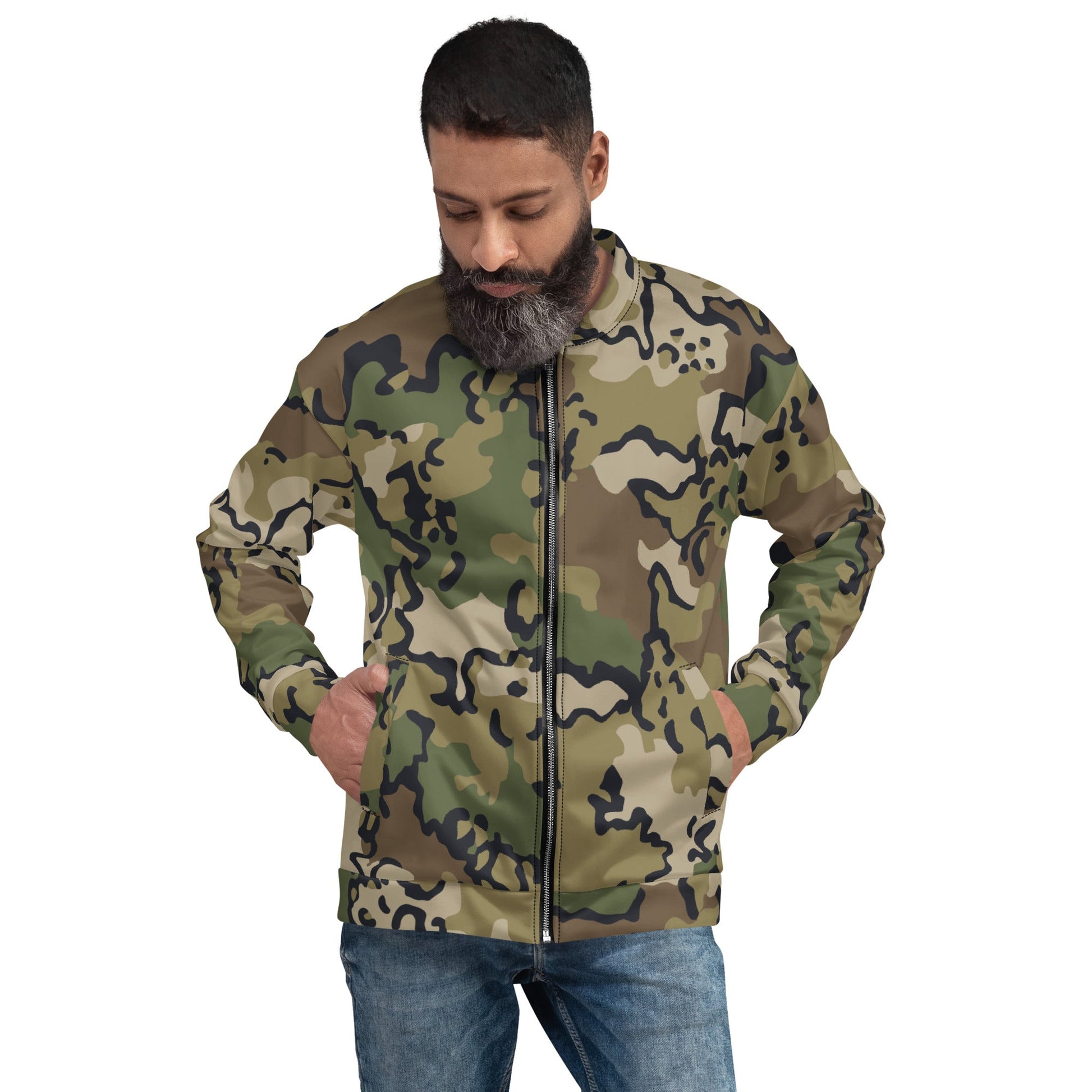 Alaska Chocolate Chip Multi-terrain CAMO Unisex Bomber Jacket - XS - Jackets