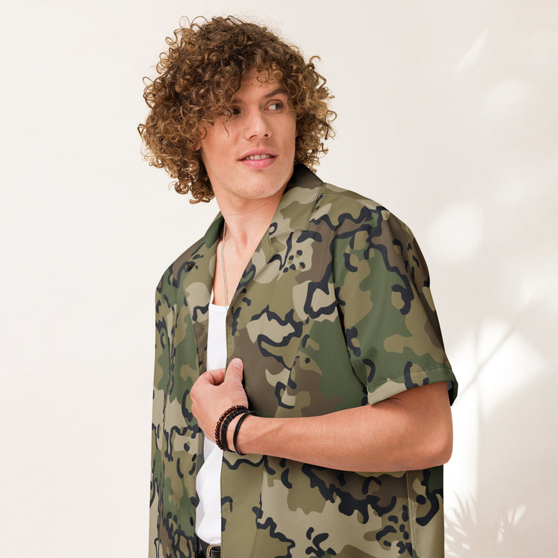 Alaska Chocolate Chip Multi-terrain CAMO Unisex Short-Sleeve Button Shirt