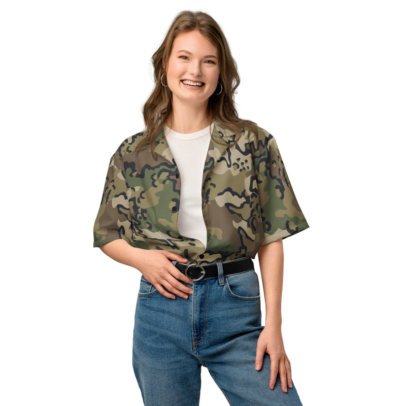 Alaska Chocolate Chip Multi-terrain CAMO Unisex Short-Sleeve Button Shirt