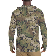 Alaska Chocolate Chip Multi-terrian CAMO Mens Sunscreen Sports Hoodie With Thumb Holes