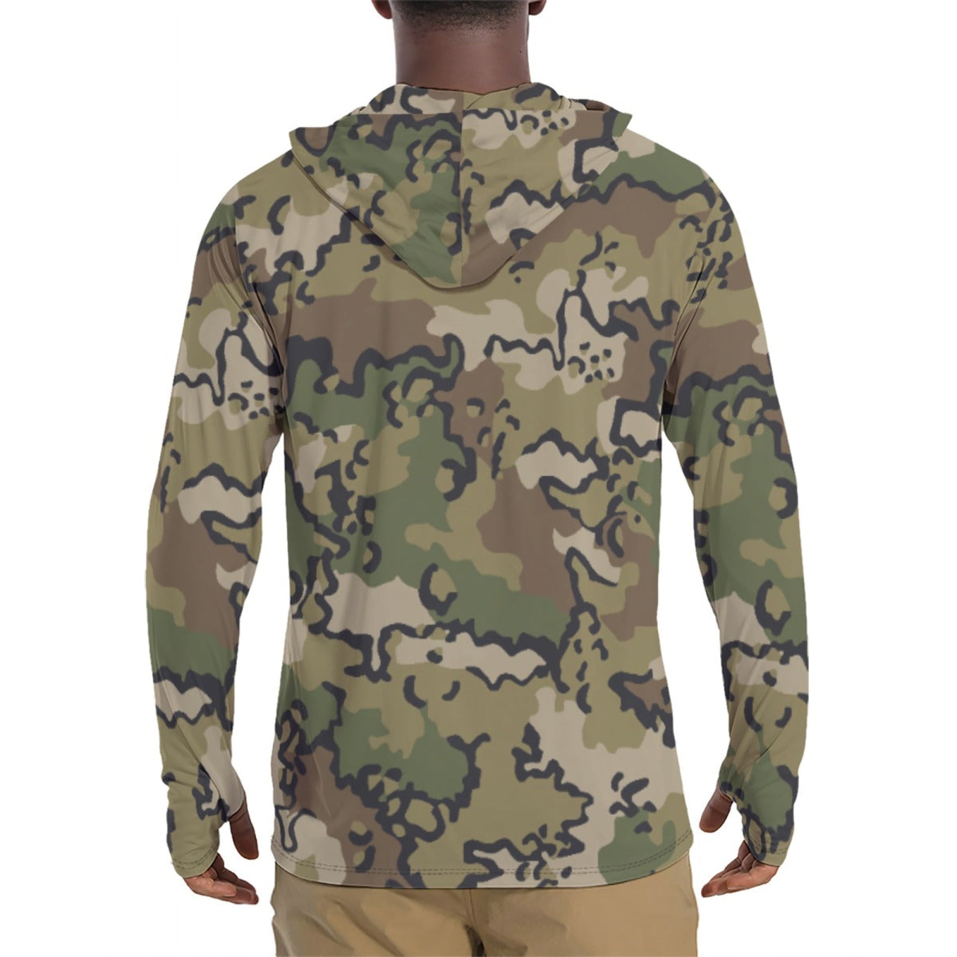 Alaska Chocolate Chip Multi-terrian CAMO Mens Sunscreen Sports Hoodie With Thumb Holes