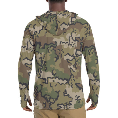 Alaska Chocolate Chip Multi-terrian CAMO Mens Sunscreen Sports Hoodie With Thumb Holes