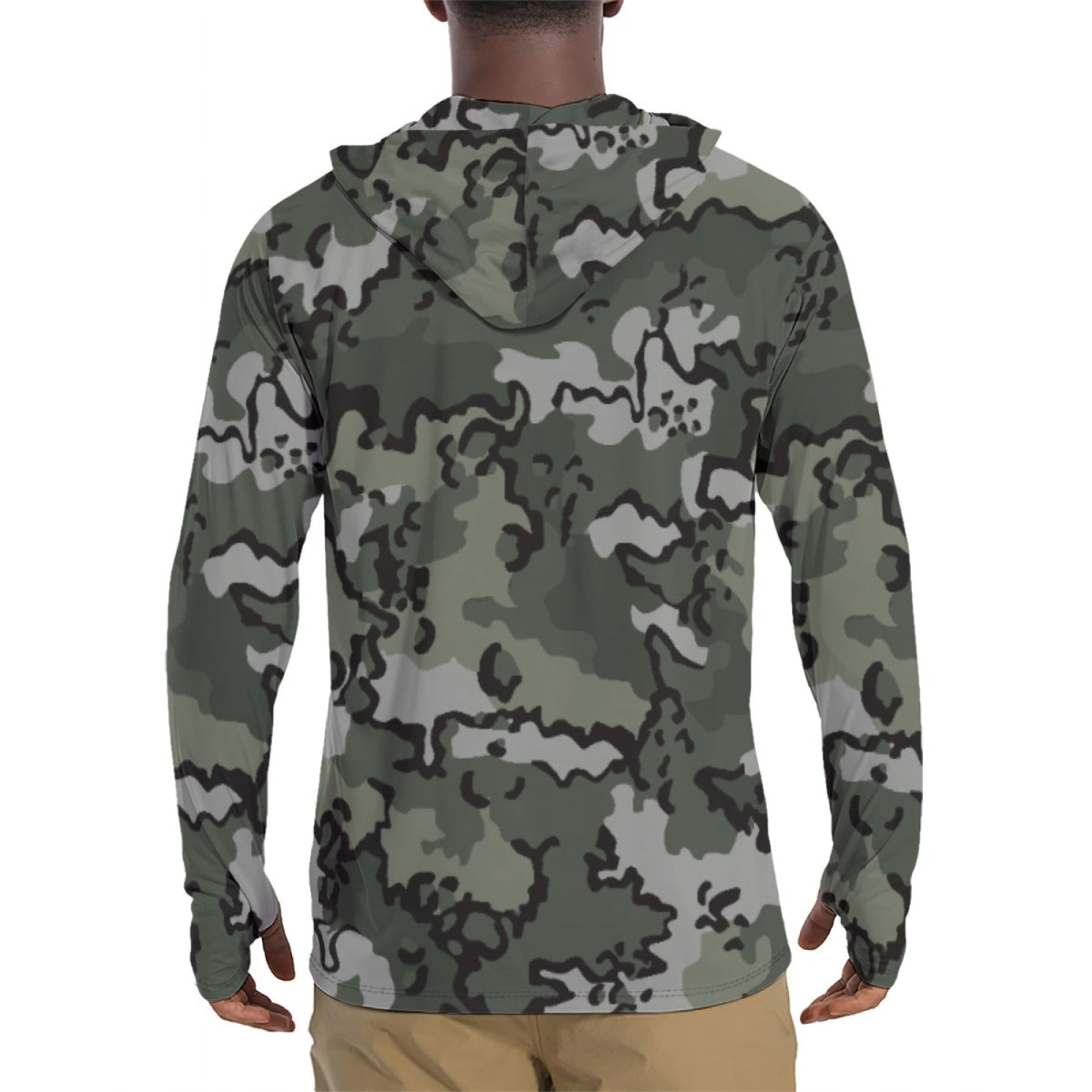 Alaska Chocolate Chip Night CAMO Mens Sunscreen Sports Hoodie With Thumb Holes - Hoodies