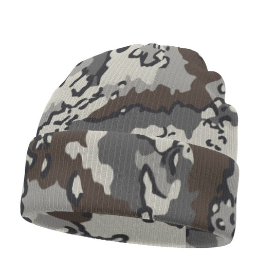 Alaska Chocolate Chip Tundra CAMO Knitted Beanie - U / White