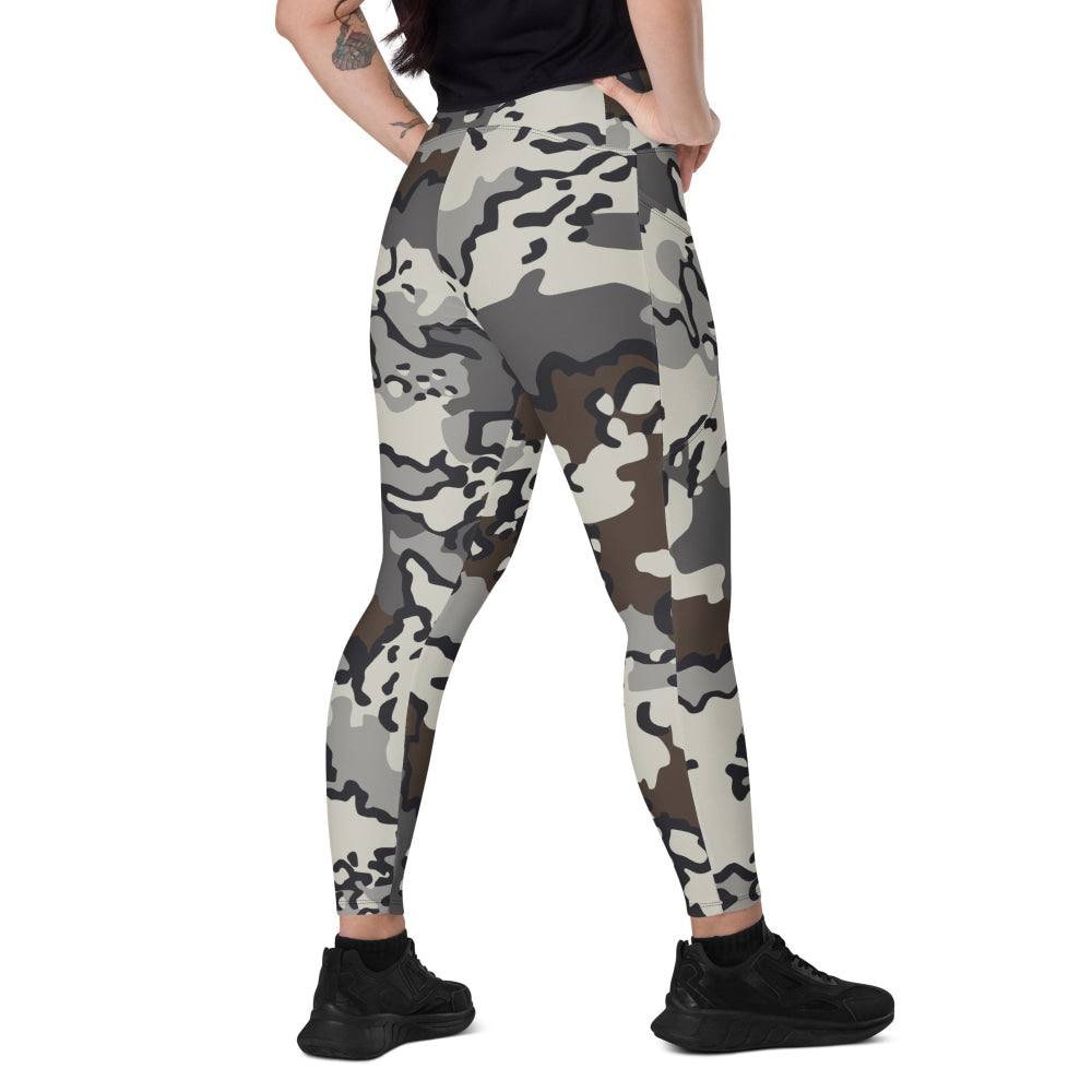 Alaska Chocolate Chip Tundra CAMO Leggings with pockets - 2XS - Womens With Pockets