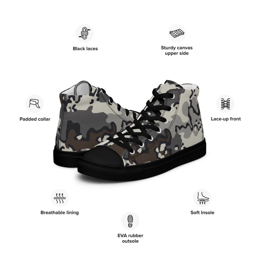 Alaska Chocolate Chip Tundra CAMO Men’s high top canvas shoes - Mens High Top Canvas Shoes