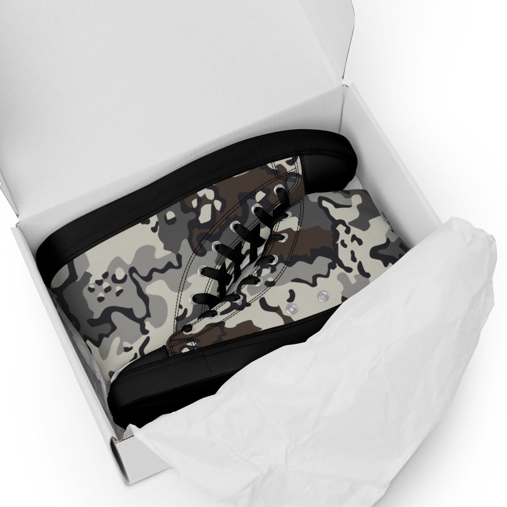 Alaska Chocolate Chip Tundra CAMO Men’s high top canvas shoes - Mens High Top Canvas Shoes