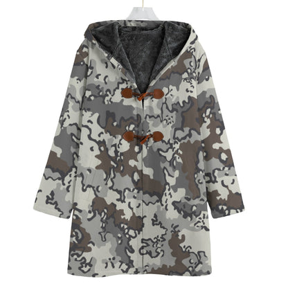 Alaska Chocolate Chip Tundra CAMO Men’s Canvas Horn Buckle Fleece Windbreaker - S / White - Mens Sherpa Coat