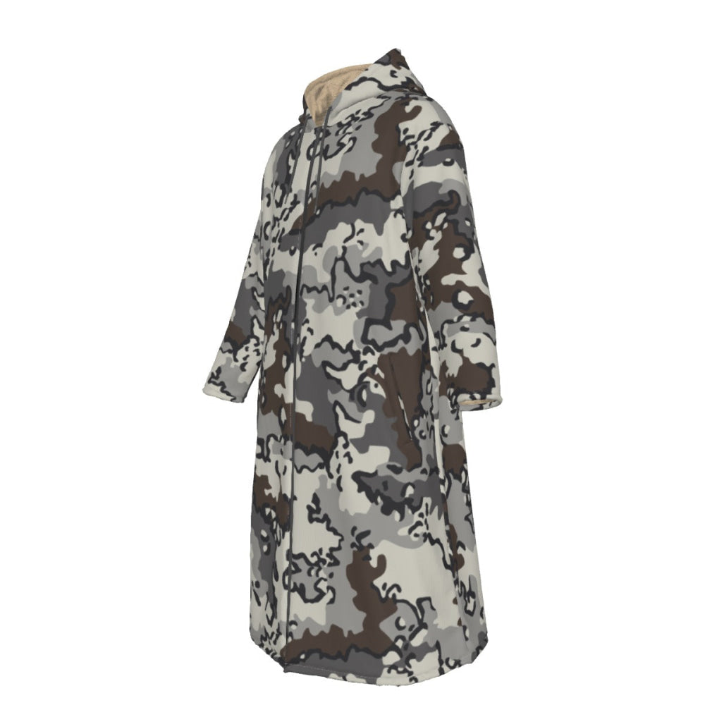 Alaska Chocolate Chip Tundra CAMO Men’s Sherpa Zip Up Long Coat - Mens