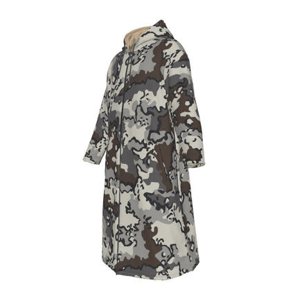 Alaska Chocolate Chip Tundra CAMO Men’s Sherpa Zip Up Long Coat - Mens