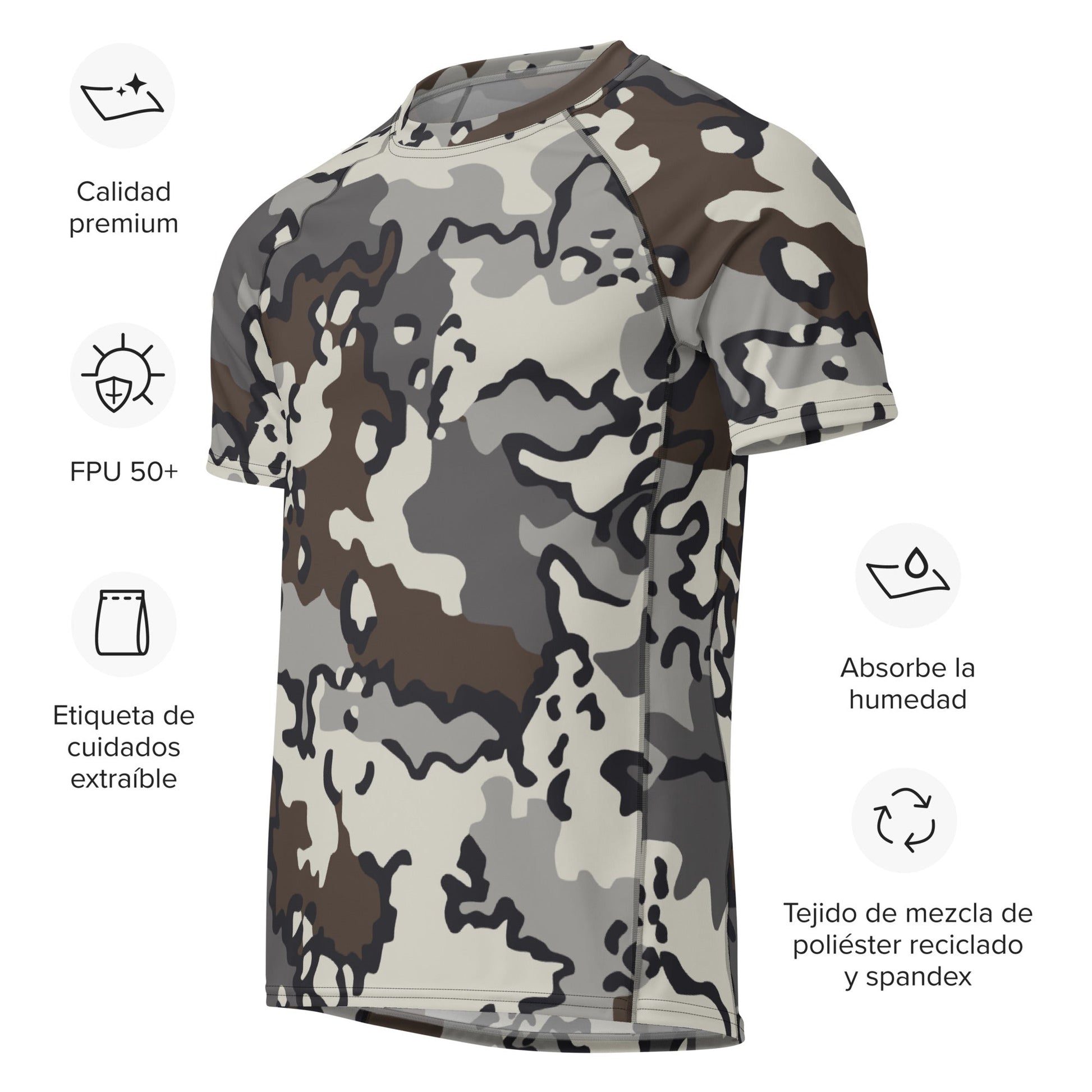 Alaska Chocolate Chip Tundra CAMO Mens Short-Sleeve Rash Guard - Short-sleeve Guards