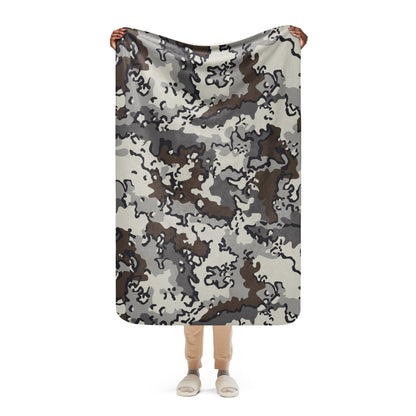 Alaska Chocolate Chip Tundra CAMO Sherpa Blanket - 37″×57″