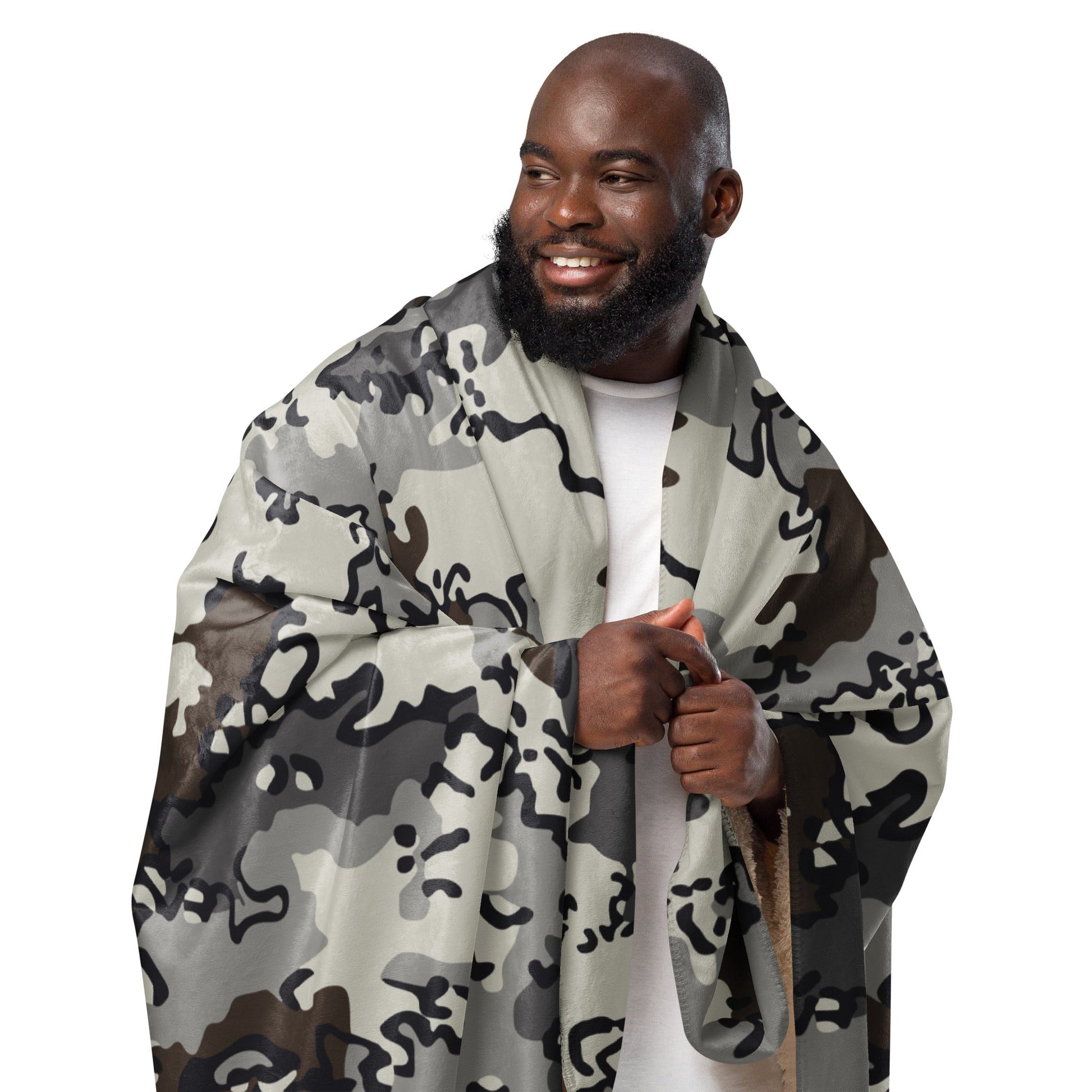 Alaska Chocolate Chip Tundra CAMO Sherpa Blanket