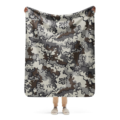 Alaska Chocolate Chip Tundra CAMO Sherpa Blanket - 50″×60″
