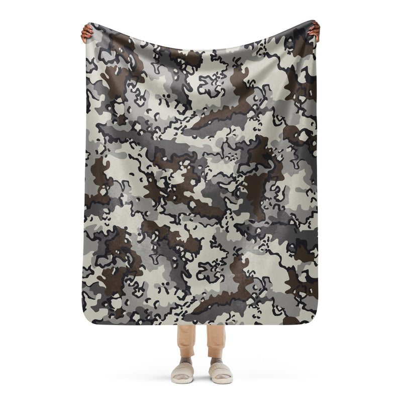 Alaska Chocolate Chip Tundra CAMO Sherpa Blanket - 50″×60″