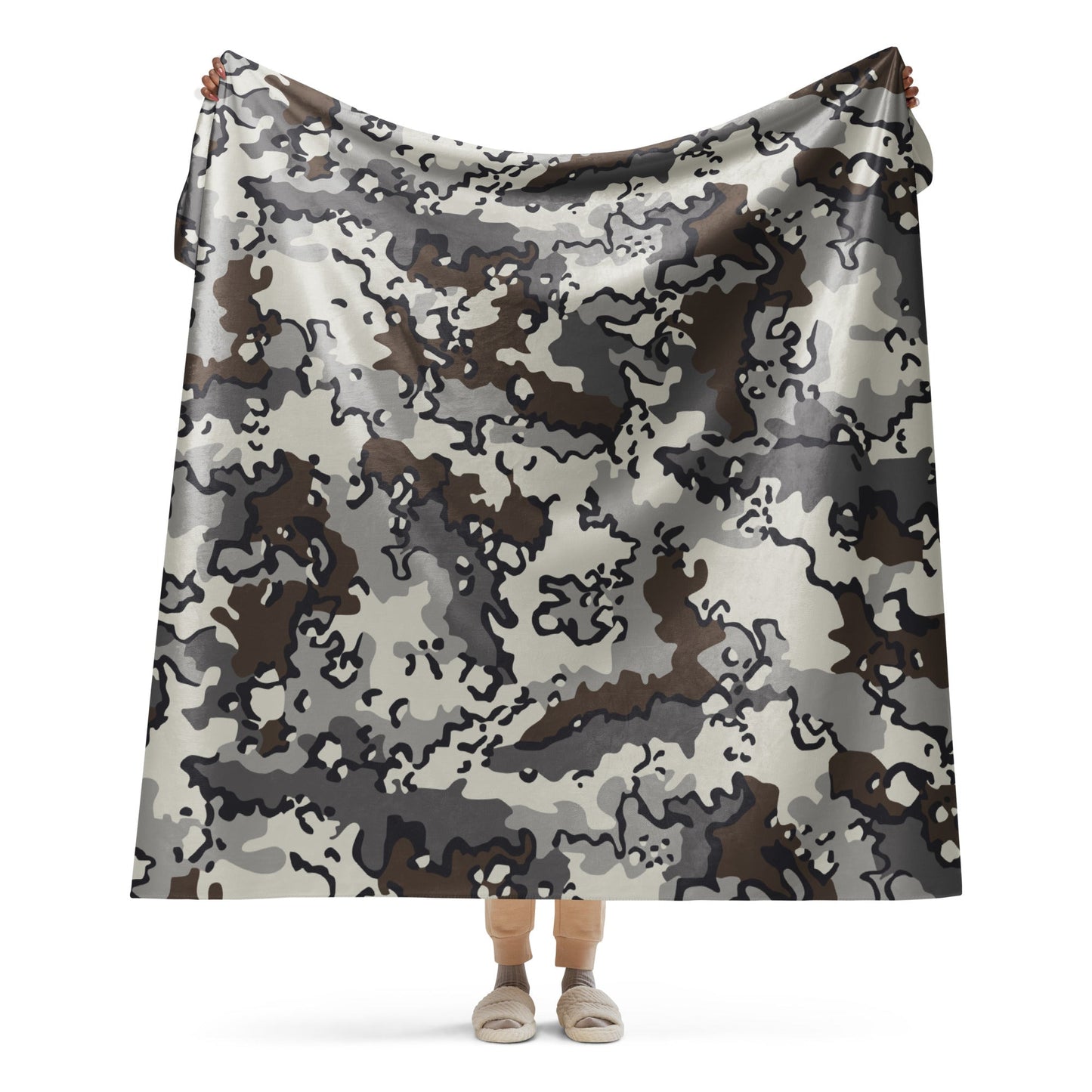 Alaska Chocolate Chip Tundra CAMO Sherpa Blanket - 60″×80″