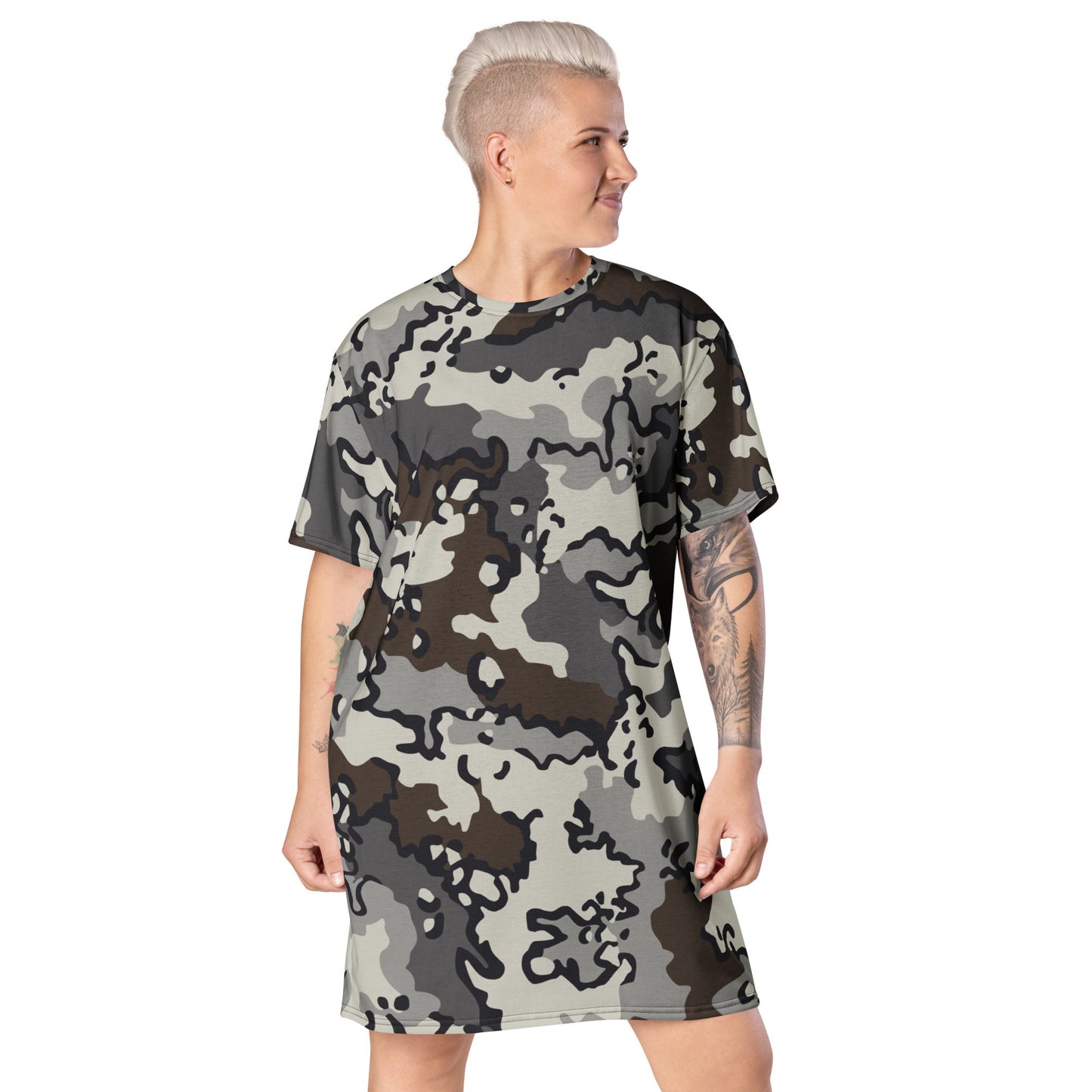 Alaska Chocolate Chip Tundra CAMO T-shirt dress - 2XS - Womens T-Shirt Dresses