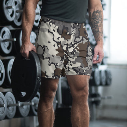 Alaska Chocolate Chip Tundra CAMO Unisex Athletic Long Shorts - 2XS