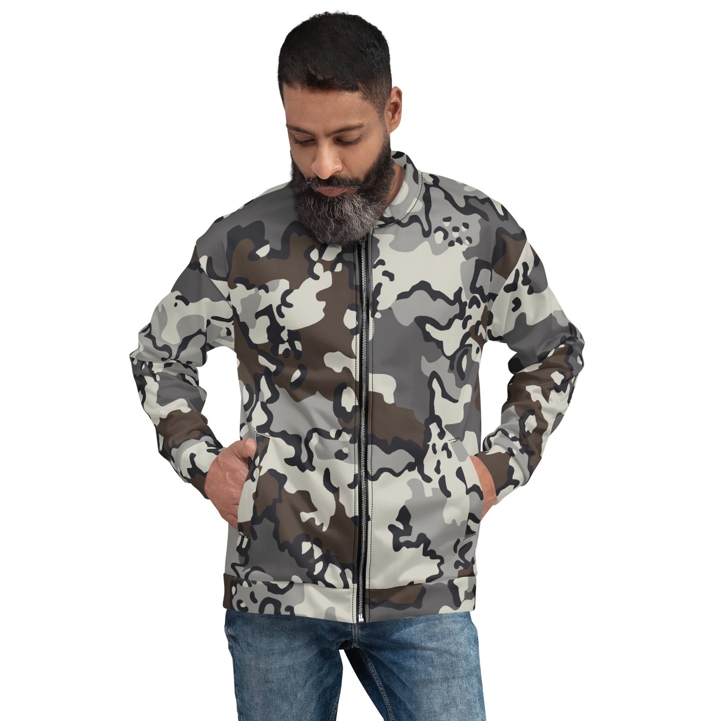 Alaska Chocolate Chip Tundra CAMO Unisex Bomber Jacket - XS - Jackets