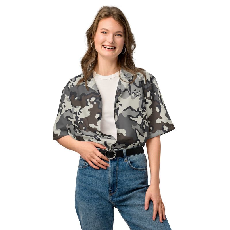 Alaska Chocolate Chip Tundra CAMO Unisex Short-Sleeve Button Shirt - Button-Up