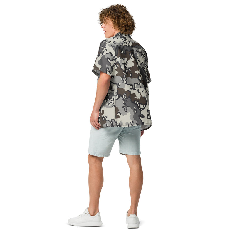 Alaska Chocolate Chip Tundra CAMO Unisex Short-Sleeve Button Shirt - Button-Up