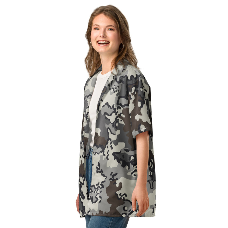 Alaska Chocolate Chip Tundra CAMO Unisex Short-Sleeve Button Shirt - Button-Up