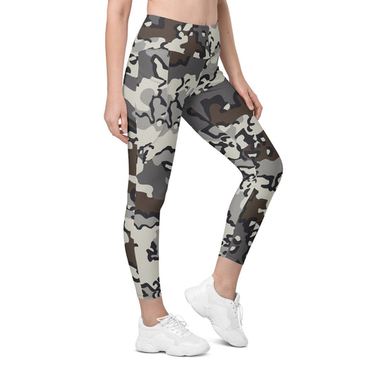 Alaska Chocolate Chip Tundra CAMO Womens Leggings with Pockets - 2XS