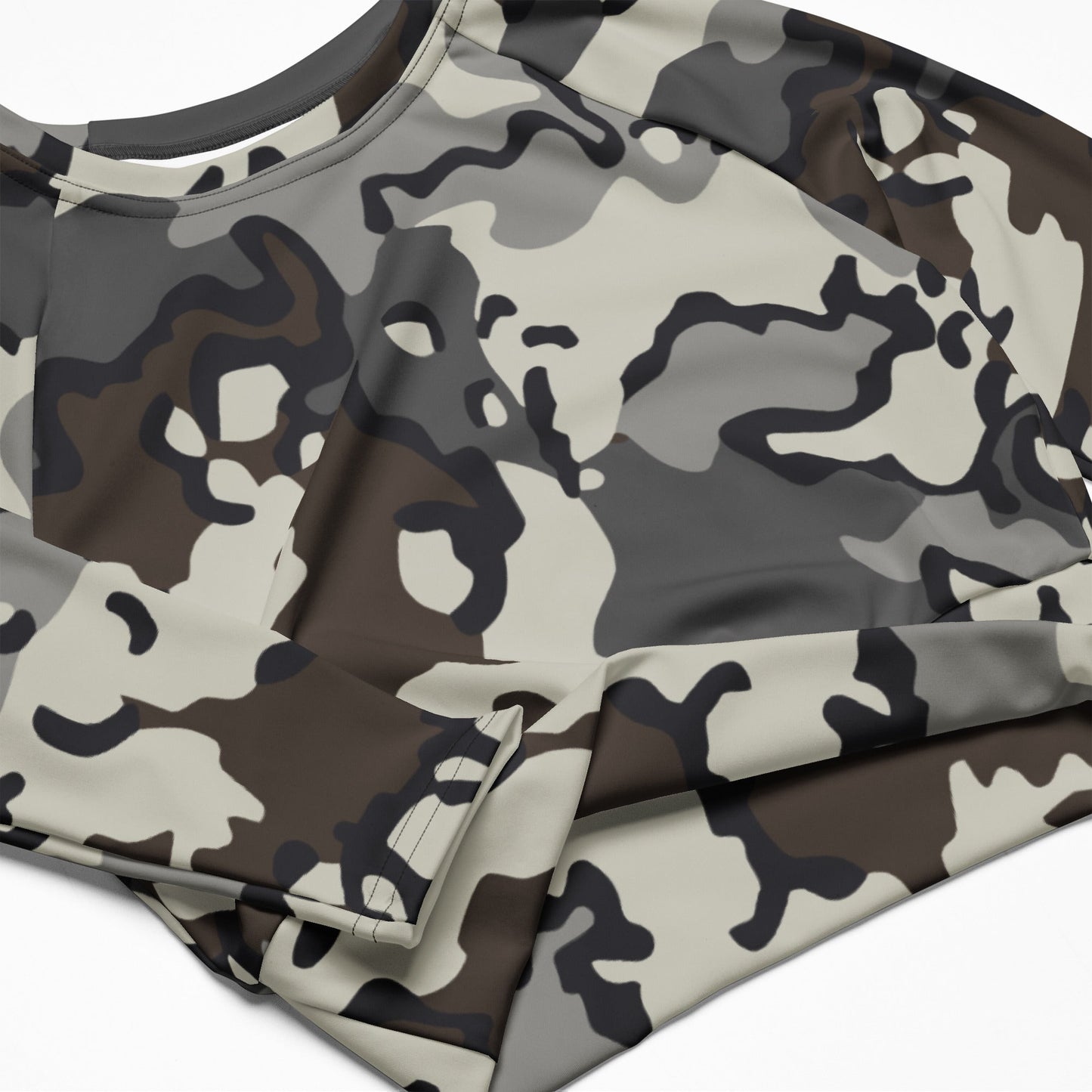 Alaska Chocolate Chip Tundra CAMO Womens Long-Sleeve Crop Top