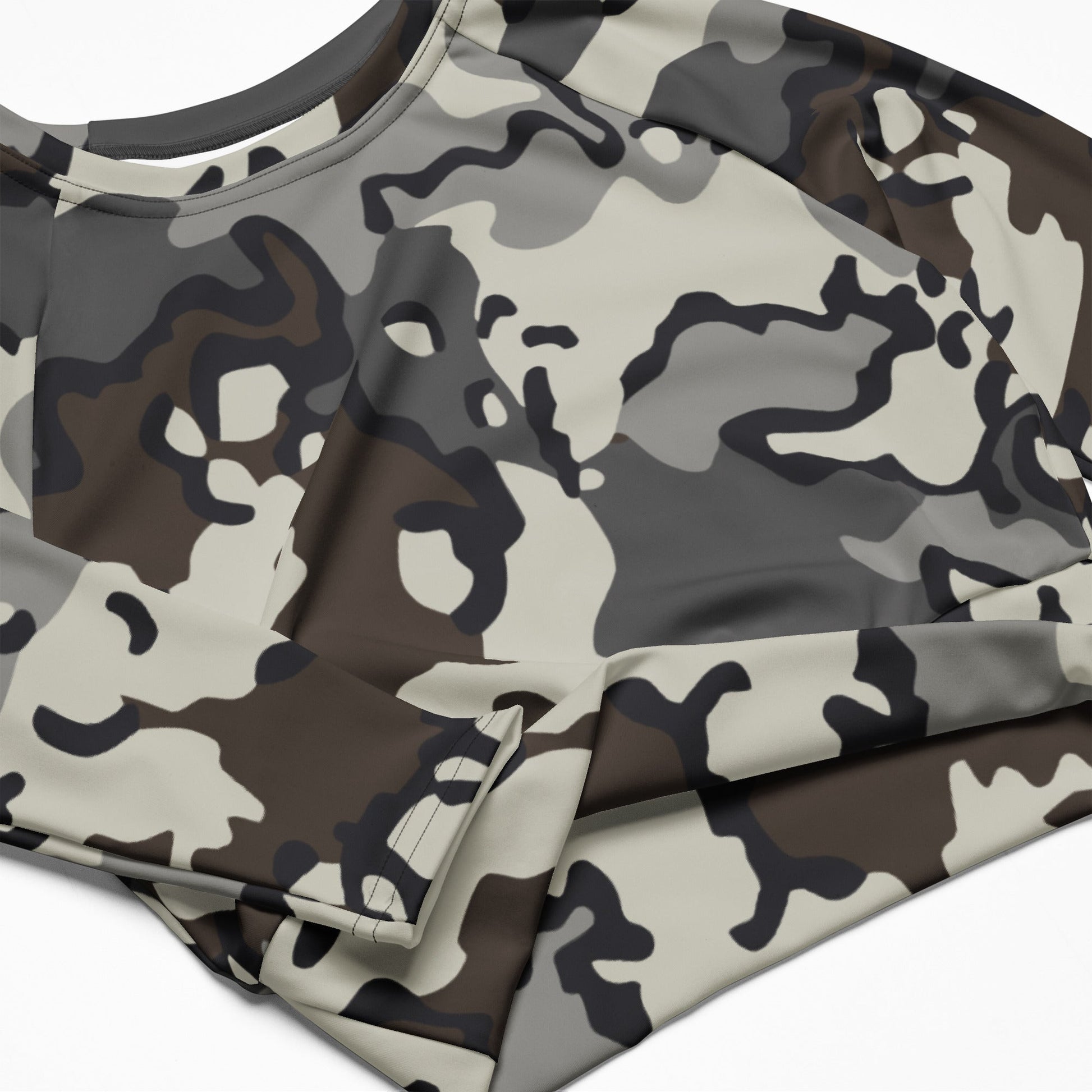 Alaska Chocolate Chip Tundra CAMO Womens Long-Sleeve Crop Top