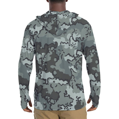 Alaska Chocolate Chip Urban CAMO Mens Sunscreen Sports Hoodie With Thumb Holes - Hoodies