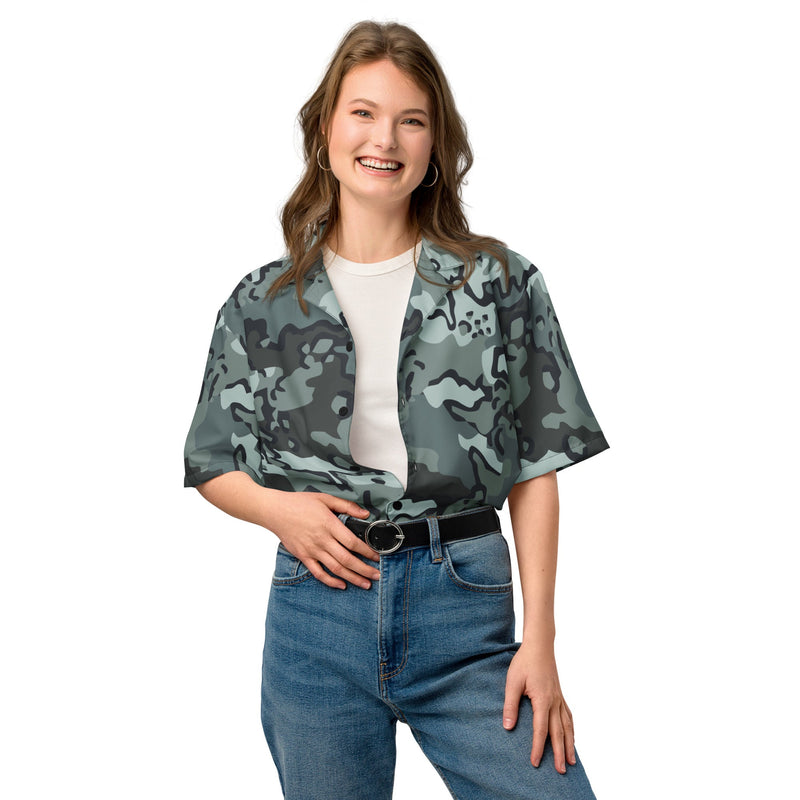 Alaska Chocolate Chip Urban CAMO Unisex Short-Sleeve Button Shirt - Button-Up
