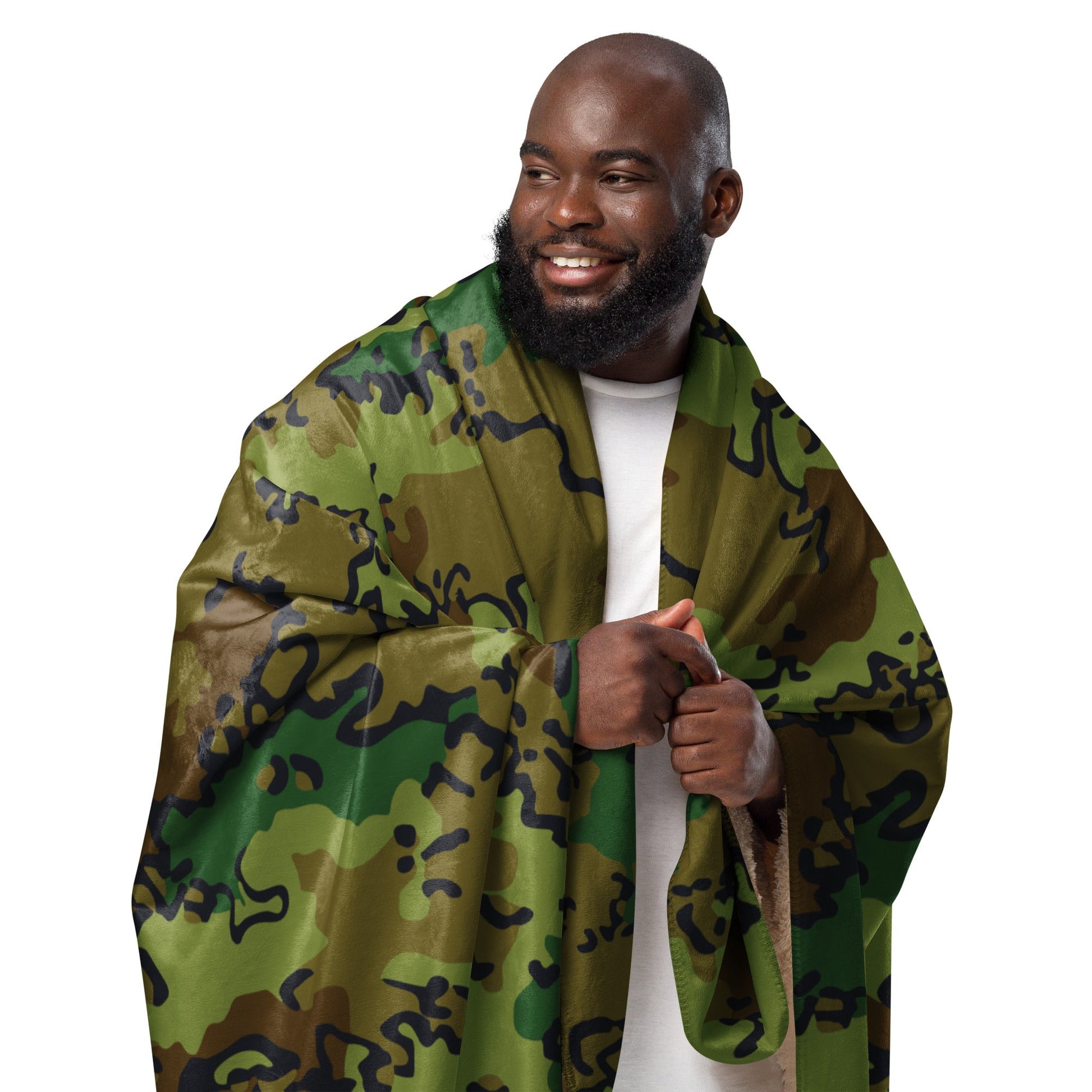 Alaska Chocolate Chip Woodland CAMO Sherpa Blanket