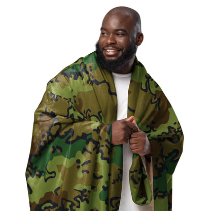 Alaska Chocolate Chip Woodland CAMO Sherpa Blanket