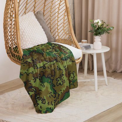 Alaska Chocolate Chip Woodland CAMO Sherpa Blanket