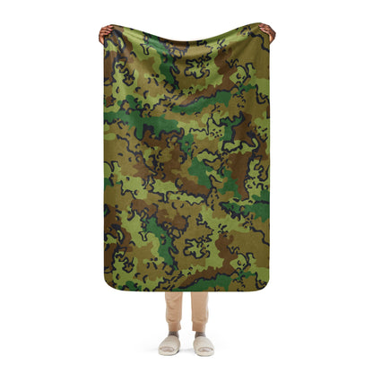 Alaska Chocolate Chip Woodland CAMO Sherpa Blanket - 37″×57″