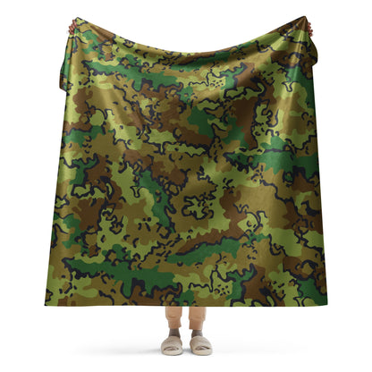 Alaska Chocolate Chip Woodland CAMO Sherpa Blanket - 60″×80″