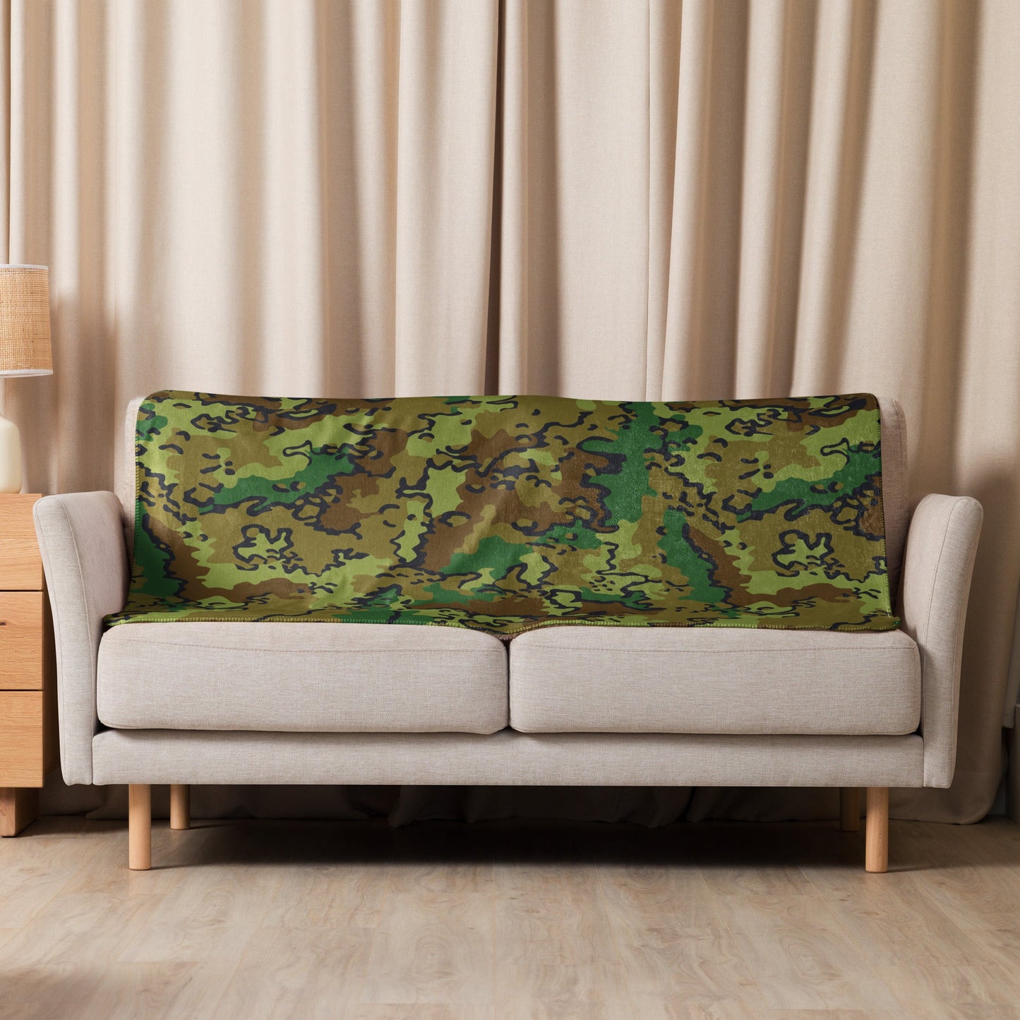Alaska Chocolate Chip Woodland CAMO Sherpa Blanket