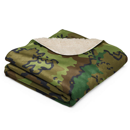 Alaska Chocolate Chip Woodland CAMO Sherpa Blanket