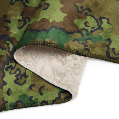 Alaska Chocolate Chip Woodland CAMO Sherpa Blanket