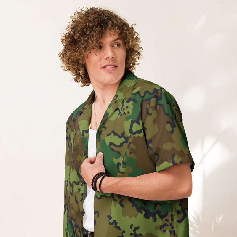 Alaska Chocolate Chip Woodland CAMO Unisex Short-Sleeve Button Shirt - Button-Up