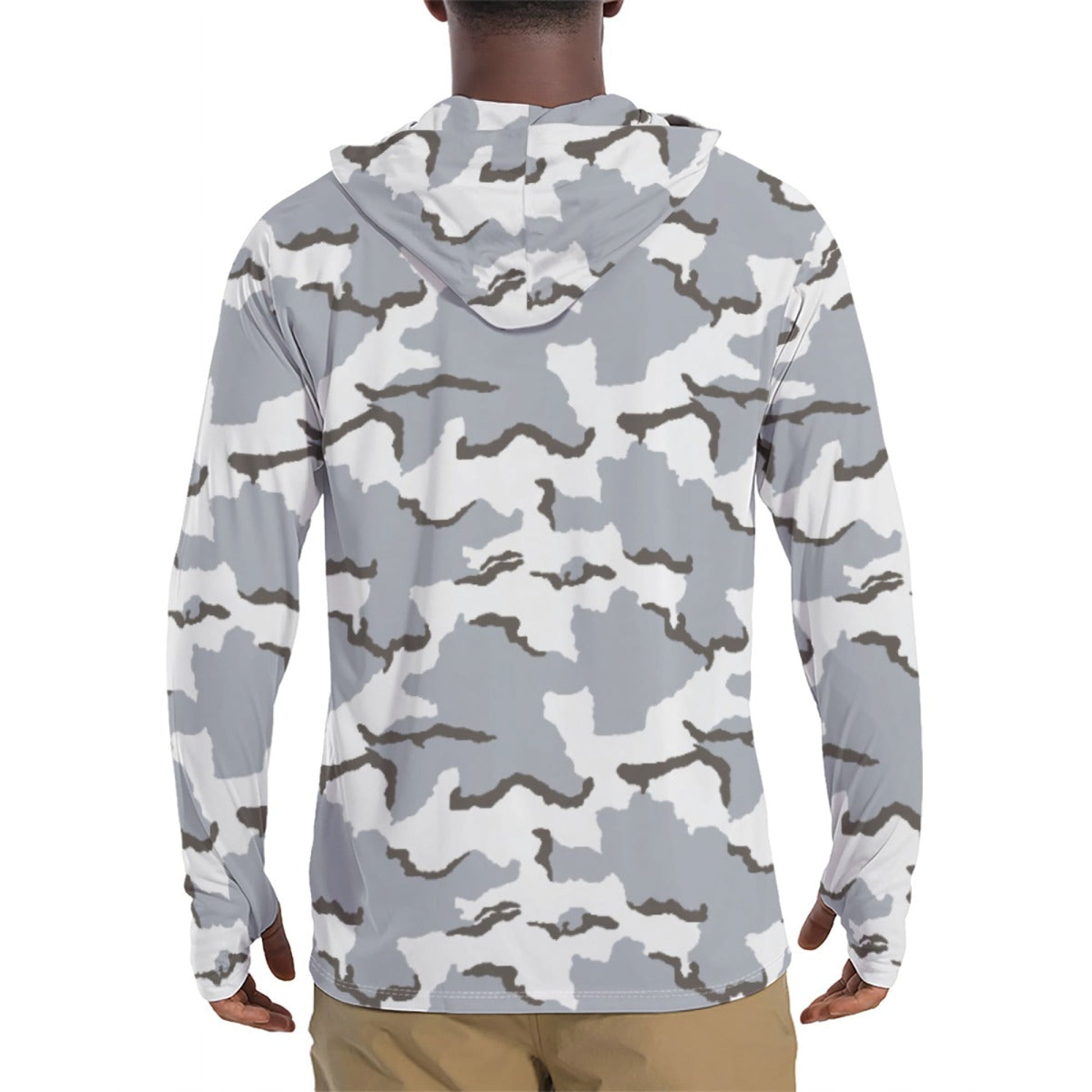 Alaska Tundra CAMO Mens Sunscreen Sports Hoodie With Thumb Holes