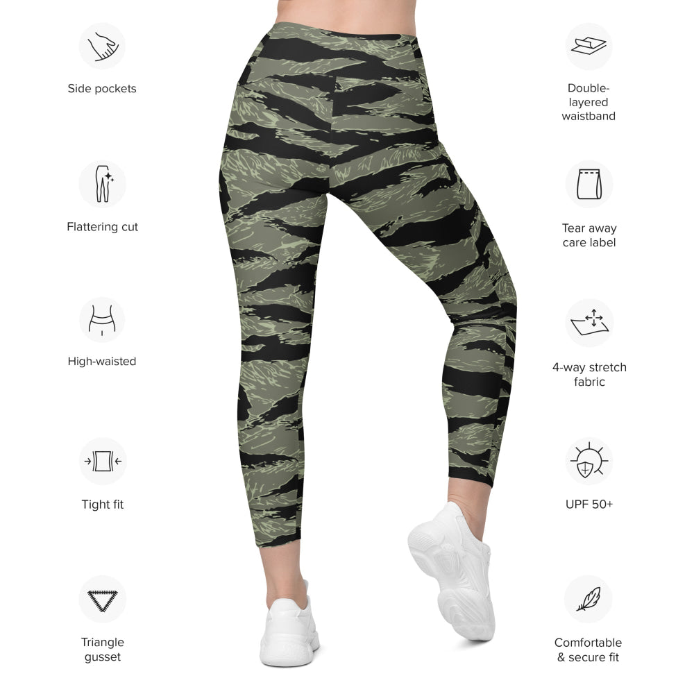 All-Terrain Tiger Stripe OPFOR Night CAMO Leggings with pockets - Womens With Pockets